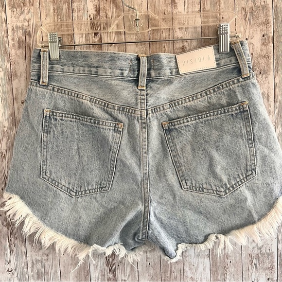 Pistola Women's Distressed Denim Shorts - Light Blue Size 27 - Picture 2 of 3